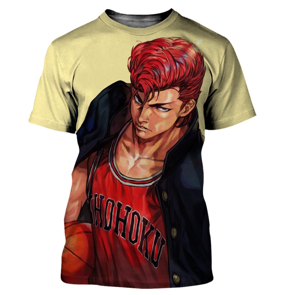 Anime Slam Dunk Printed Summer Men s Round Neck T Shirts Casual Short Sleeve Oversized Pullover - Slam Dunk Shop